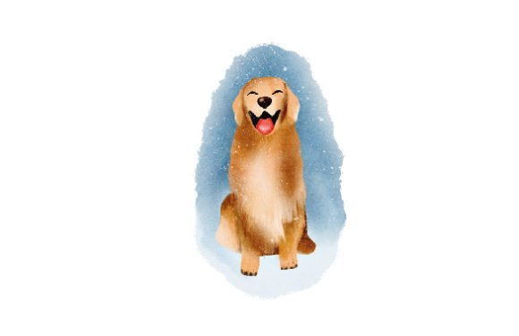 A Cozy Winter Craft Design: Golden Retriever on Snow Watercolor