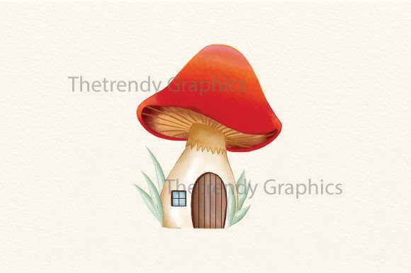 A Magical Mushroom House Graphic for Crafted Products