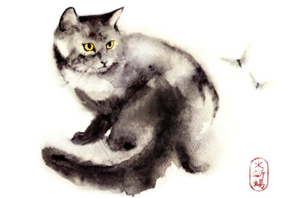 A Watercolor Cat Butterfly Graphic for Crafters & Illustrations