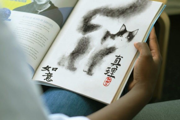 A Zen Watercolor Cat for Your Embroidery Projects