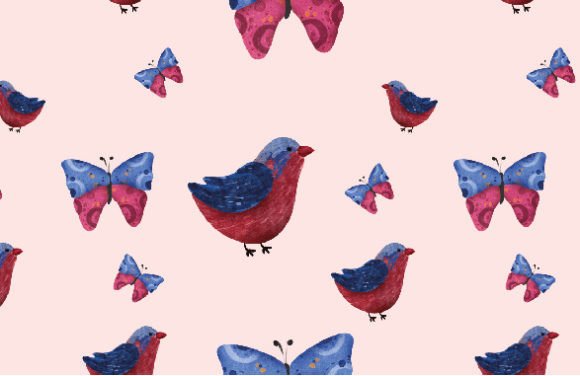 Butterflies Birds Seamless Pattern: A Craft-Focused Spring Asset