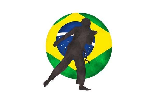 Capoeira Silhouette Watercolor for Dance & Crafts