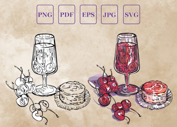 Crafting a Cocktail Cherry Cake: A Watercolor Graphic for Creative Projects