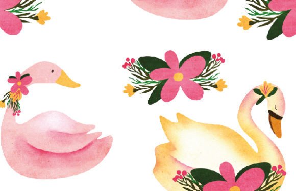 Crafting Elegant Spring Designs with the Swan Watercolor Pattern