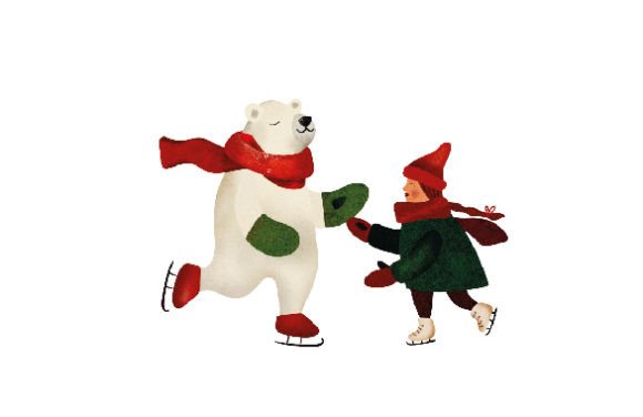Crafting Winter Magic: A Cute Polar Bear and Girl Skating