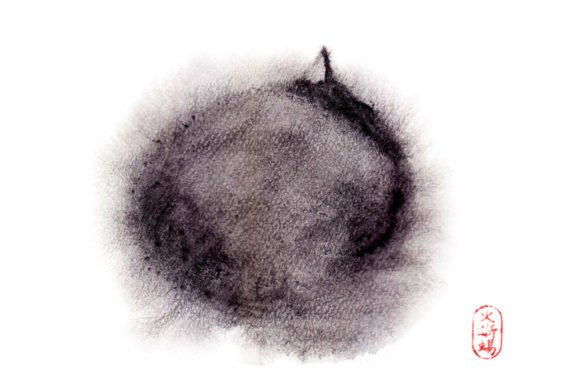 Sleeping Cat Zen Watercolor Design for Embroidery