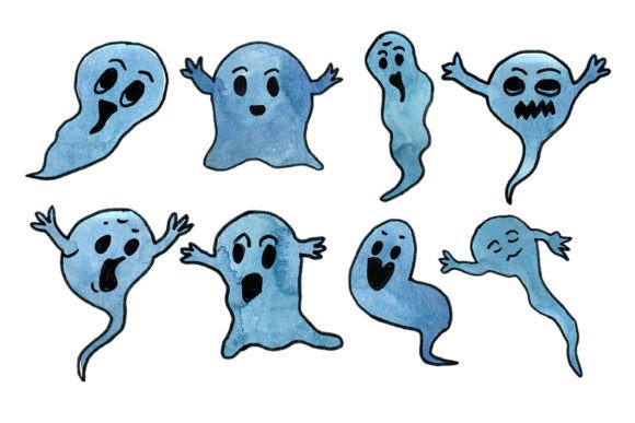Watercolor Ghosts Graphics for Seasonal Content & Illustrations